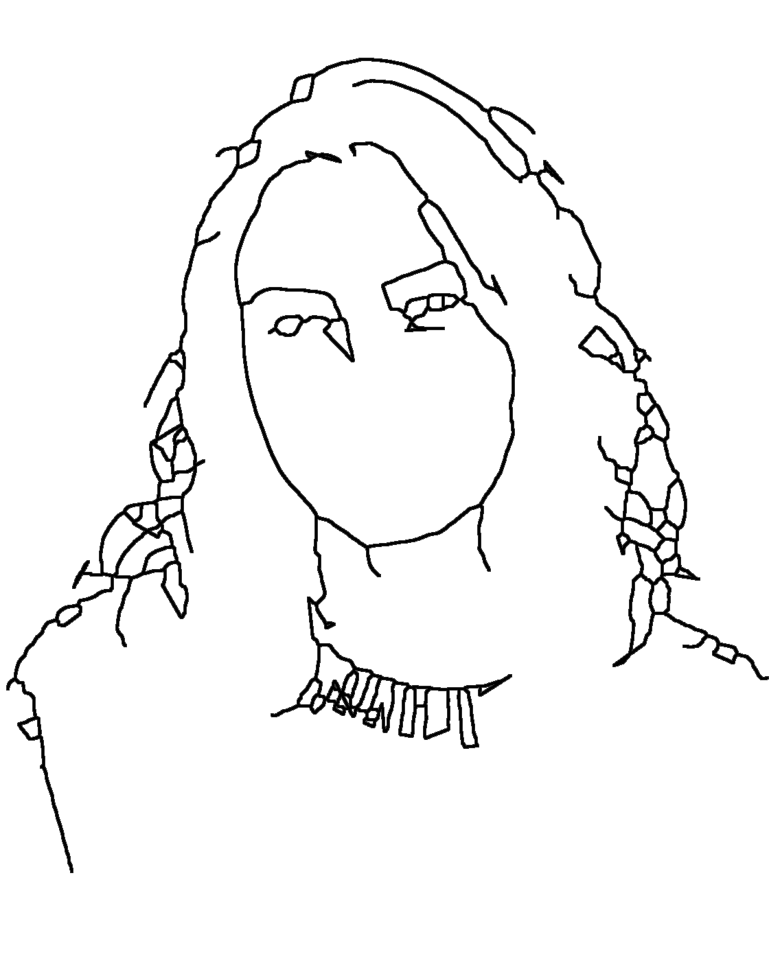 Portrait reduced to a simple outline of face, hair, and shoulders