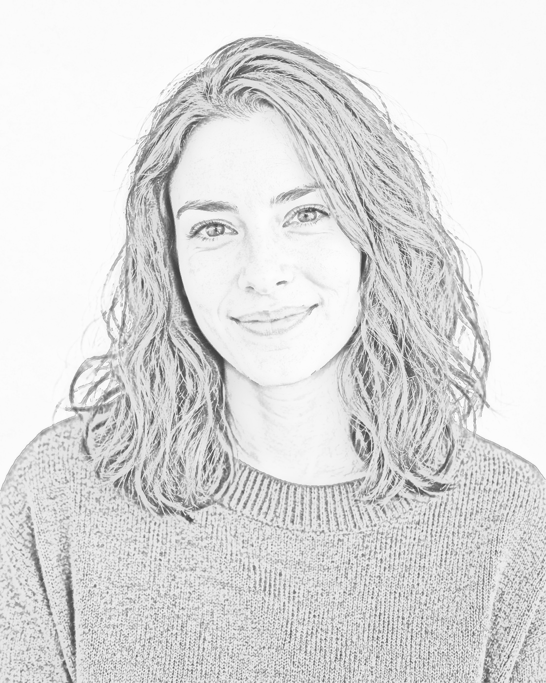 Portrait converted to a pencil sketch with soft gray shading